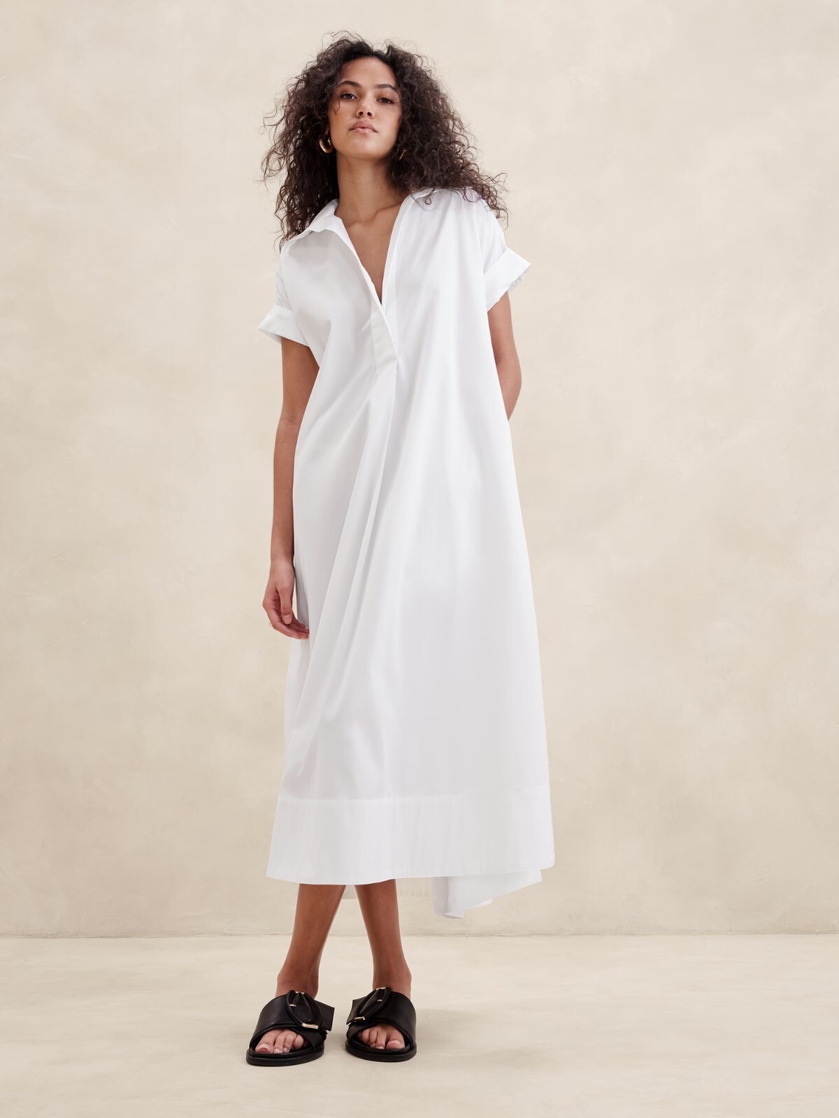 Banana Republic Cruz Poplin Maxi Dress Size XS/S (runs large) NWT RT$160 White