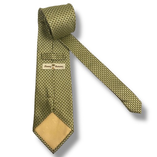 TOMMY BAHAMA MOSS GREEN GOLD SILK TIE PINEAPPLES Handmade Imported Silk A20Q - Picture 4 of 7