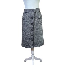 MICHAEL KORS 100 Virgin Wool Tweed Pencil Skirt Knee-length Button-Front Sz 12