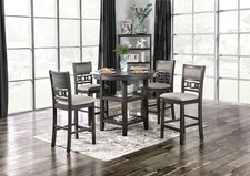 Transitional Style Gray Finish 5pc Counter Height Dining Table Set 1x Table 4x