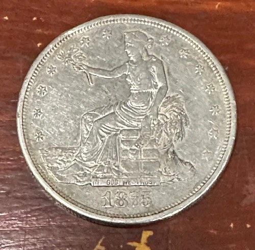 New Listing1875-CC  TRADE DOLLAR  ding on top right side see pic