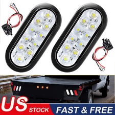 2pcs 6 Oval 10 Led Trailer Truck Sealed Reverse Back Up Tail Lights White 2pcs 6 Oval 10 Led Trailer Truck Sealed Reverse Back Up Tail Lights White