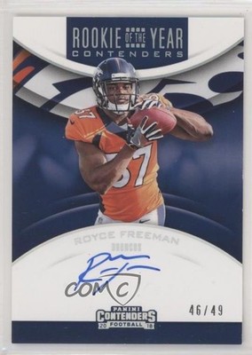 2018 Panini Contenders Rookie of the Year RPS 46/49 Royce Freeman Auto RC u6m