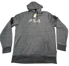 Fila Hoodie Men Medium Gray Hanon Logo Pullover Sweatshirt Kangaroo Pocket New