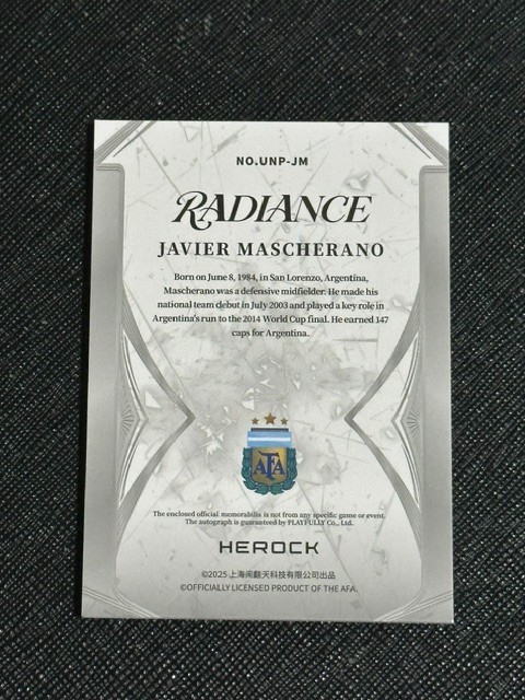 2026 Radiance Argentina Javier Mascherano Ruby Dual Logo Patch Auto Card 5/15🔥 view 2