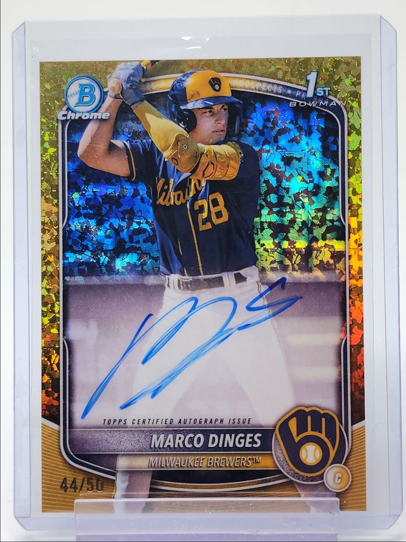 MARCO DINGES 2025 BOWMAN CHROME 1ST GOLD DIAMOND REFRACTOR AUTO /50 Q2283