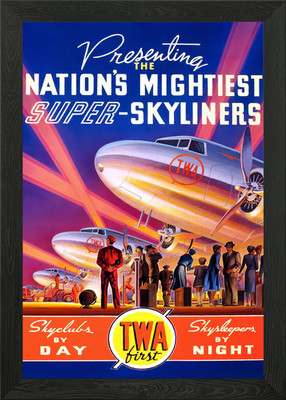 TWA Super Skyliners Framed Wall Art Poster Canvas Print Picture