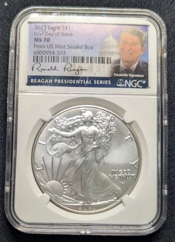 2023 Eagle S$1 First Day of Issue NGC MS 70 Ronald Reagan Presidential Series