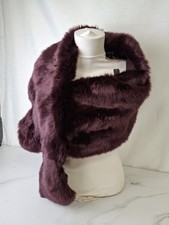 Women's Burgundy Faux Fur Wrap Stole Length 62" JM212