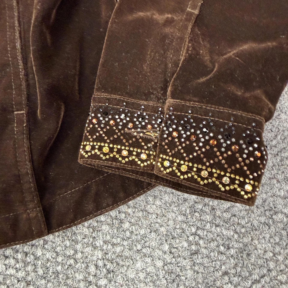 Christine Alexander Jacket Womens XL Brown Velour Rhinestone Embellished Western - Image 4 of 4
