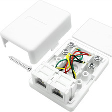 Phone Jack Surface Mount Dual Port Telephone Jack Box 4 Screw Terminals to 2 RJ1