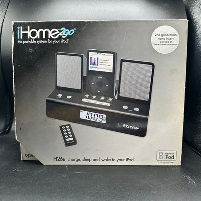 New Open Box* iHome 2Go h26b Portable Clock iPod Speaker System BLACK