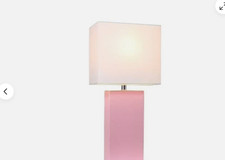 ELEGANT DESIGNS LT1053-PNK Modern Leather Table Lamp with USB and White Fabric