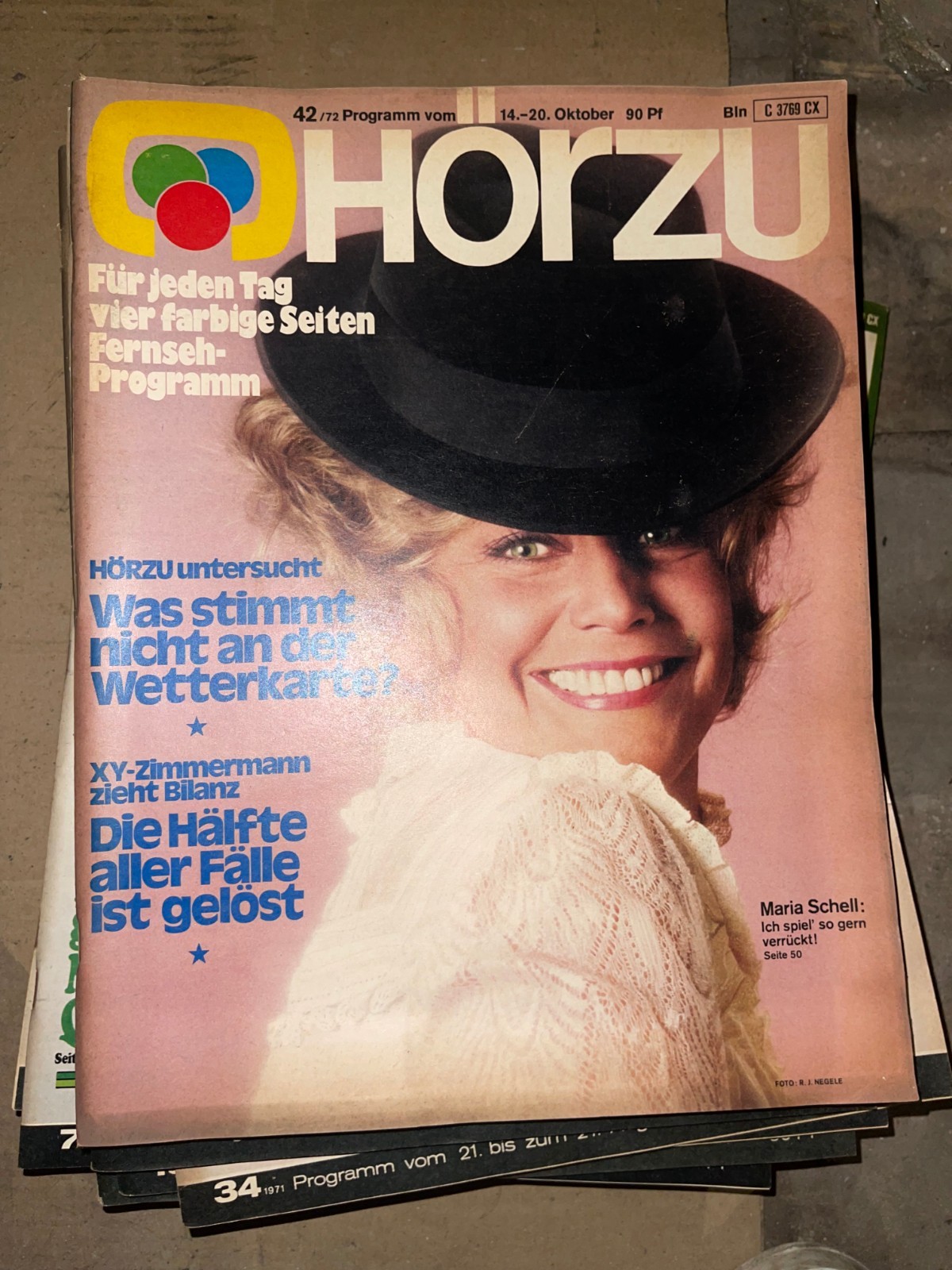 Hörzu Zeitschrift 42/72 (14.–20. Oktober 1972) • Maria Schell Cover • Wetterkart