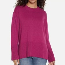 NEW Gap Womens M Pink Ribbed Hem  Cuffs Sweater 100 Cotton Crewneck Pullover