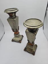 2 Retro Candlestick Resin Candle Holders Home Decor Gold 