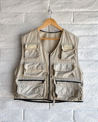 Vintage 1970s Frostline Kit Utility Vest Men's L Beige Made In USA Safari