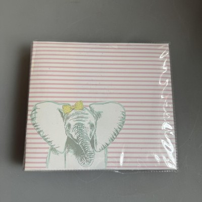 Baby Girl Pink Elephant Photo Album Cute Striped Keepsake Memory Book Bow New