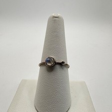 Vintage 925 Sterling Silver Ring Clear Quartz  White Topaz Accent stone Sz 8