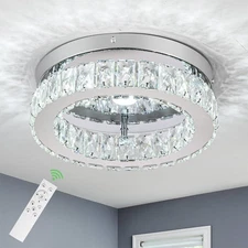 12 Inch Crystal Chandeliers LED Ceiling Light Flush Mount Ceiling Light Fixtu...