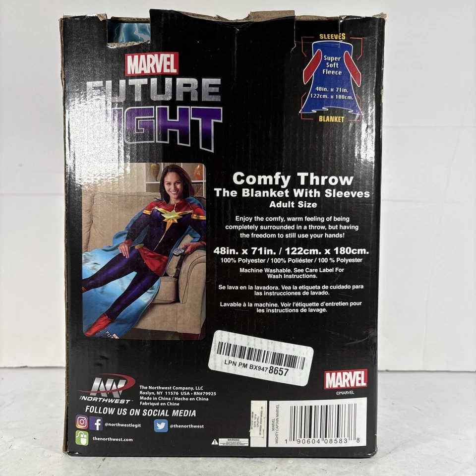 Marvel Future Fight Captain Marvel Fleece Throw Blanket w/ Sleeves - Image 3 of 4