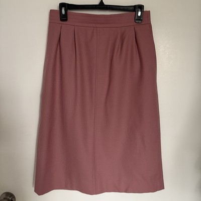 VTG Yves Saint Laurent Pink Wool Skirt Size 44 Side Zip Wool Rive Gouche 70 s