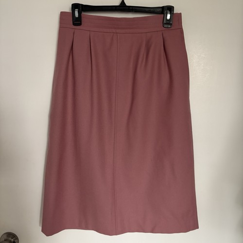 Saint Laurent, VTG Yves Saint Laurent Pink Wool Skirt Size 44 Side Zip Wool Rive Gouche 70’s