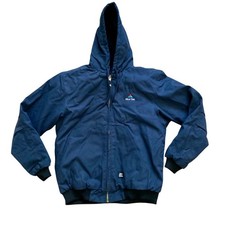 Berne Heavy Duty Duck Hooded Work Jacket Men s L Regular Insulated HJ51ND Blue