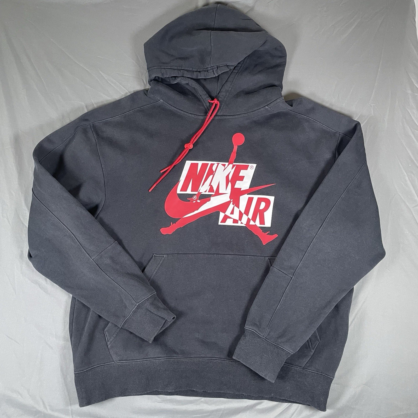Nike Air Jordan Hoodie Men's Large Pullover Graphic Print Black Jumpman Michael