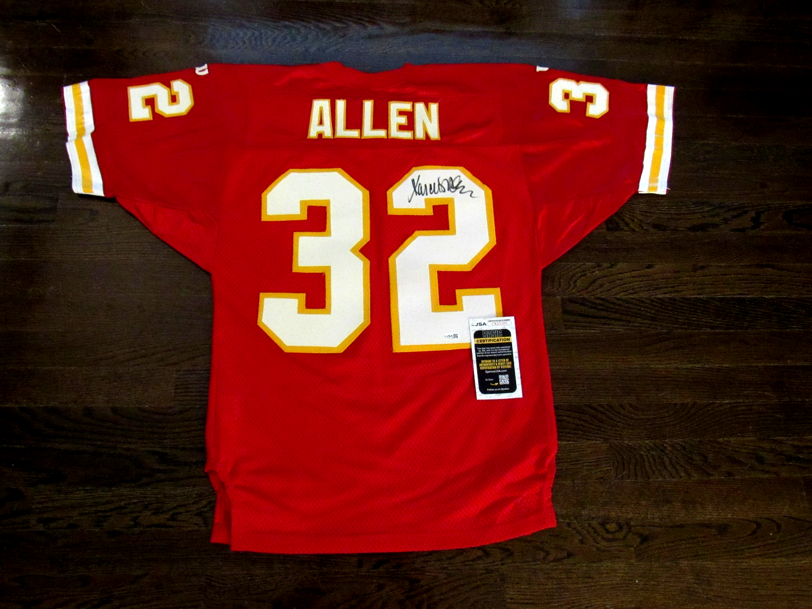 Marcus Allen Autographed Signed Kansas City Chiefs # 32 KC CHIEFS HOF RB AUTO WILSON PROLINE GAME JERSEY JSA 