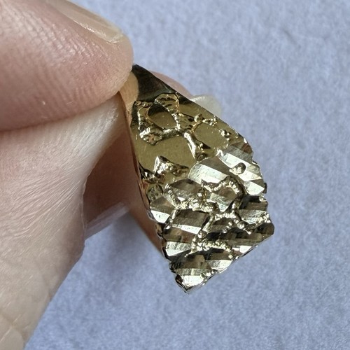 10K Solid Yellow Gold Nugget Ring Diamond Cut Vintage Style Size 8.5 1.72g