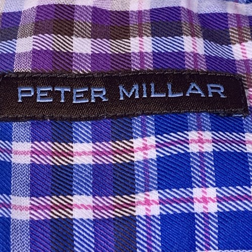 Peter Millar Shirt Men's 2XL Blue Purple Plaid Long Sleeve Button Cotton Preppy - Picture 4 of 19