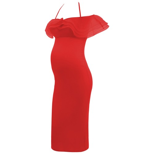 Maternity Women Nightgown Calf Length Pregnant Halter Party Elegant Dress Tulle - Picture 19 of 59