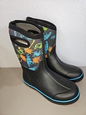 Bogs Classic II Dinosaur Kid's Rain Boots, Black Multi, K2 Size Youth 6