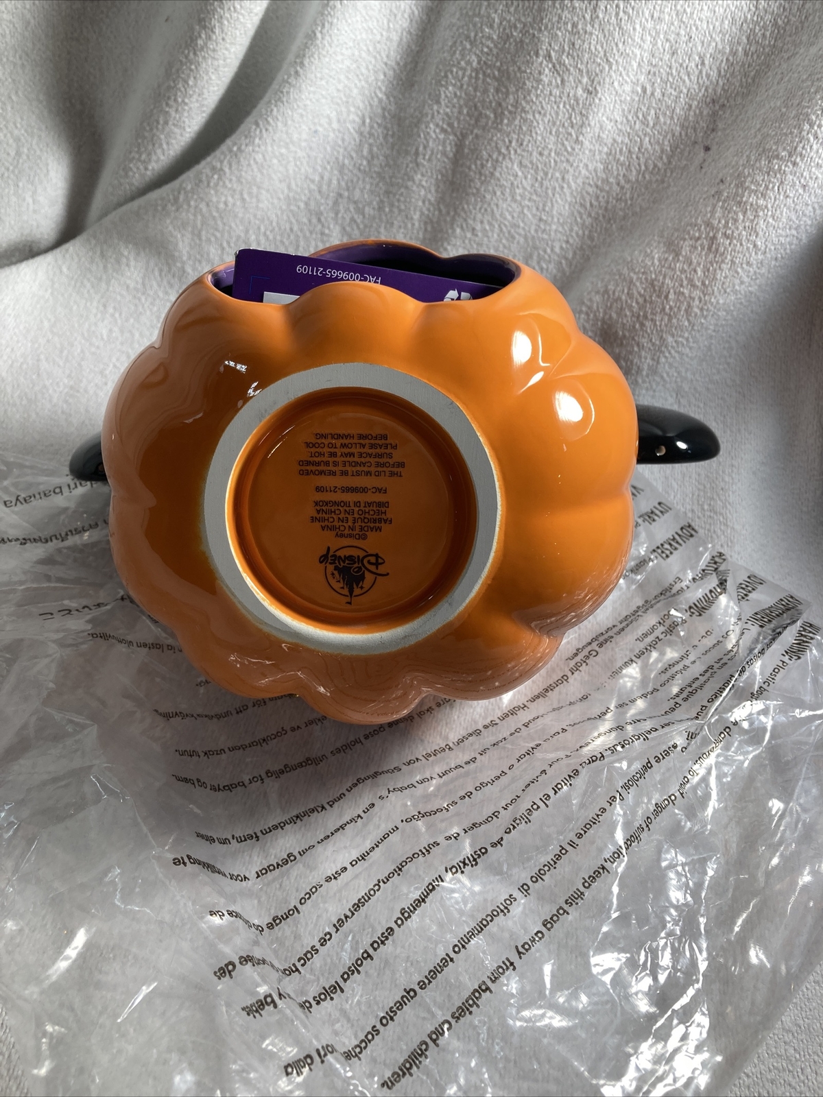 DISNEY STORE Mickey Mouse Pumkin Halloween Votive Candle Holder New