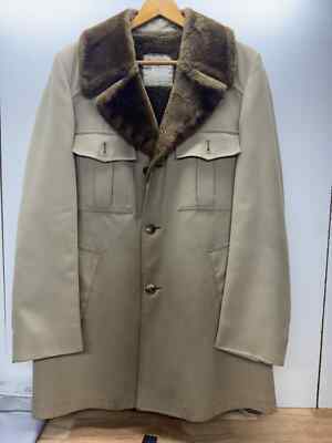 VINTAGE London Fog Faux Fur Collar Lined Overcoat Trench Coat