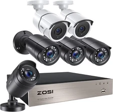 ZOSI 8CH 1080p H.265+5MP Lite CCTV Home Security Cameras with Audio Night Vision