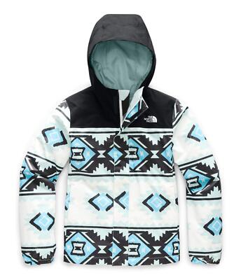 THE NORTH FACE Girls' Resolve Reflective Jacket, White Tribal Geo Print, M