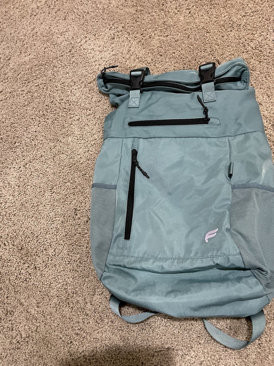 Fabletics Teal Nylon Roll Top Backpack The Only sports bag  display picture 3