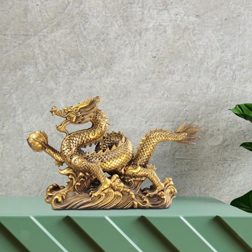 Petite Statue Dragon En Laiton Massif 5,2cm - Figurine Feng Shui Chinoise - Décoration Bureau Intérieur