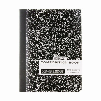BAZIC PRODUCTS C/R 100 Ct. Black Marble Composition Book Case of 48