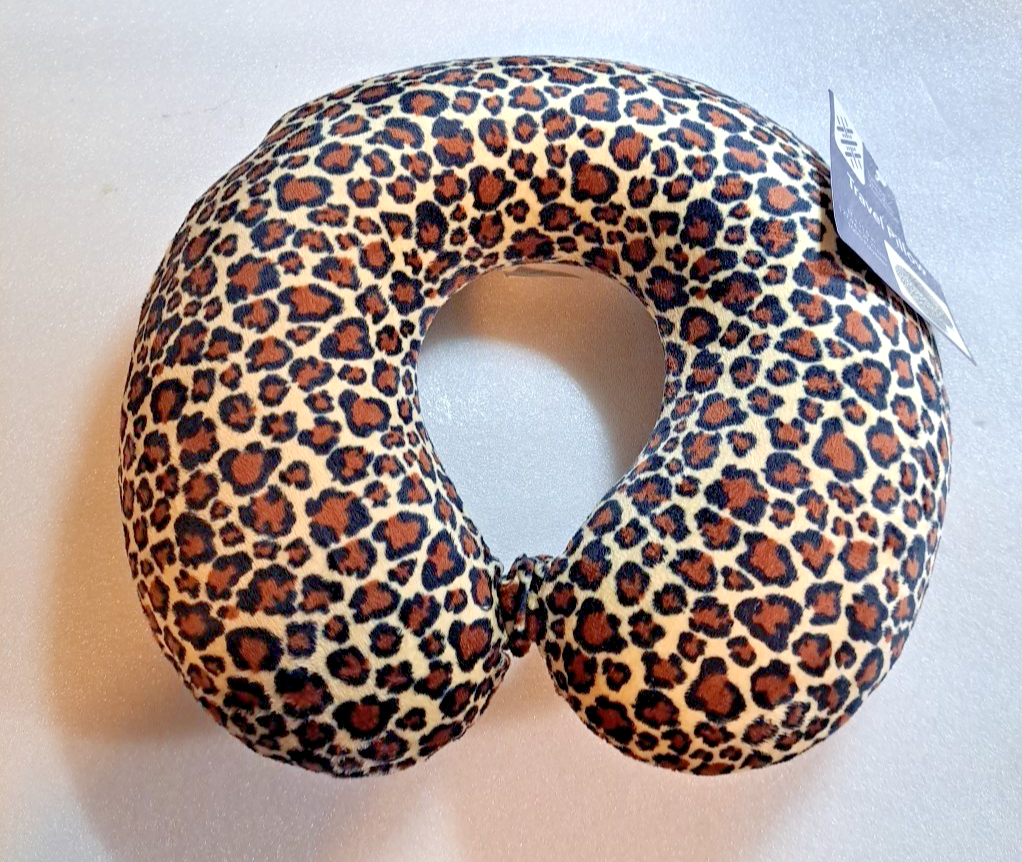 Memory Foam Travel Neck Pillow - Washable Leopard Print - 11x11.5in Support-image