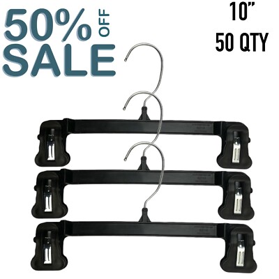 Black Clothes Hangers 10'' For Pants - 50 Qty  *SALE* 50% OFF (IT#34)