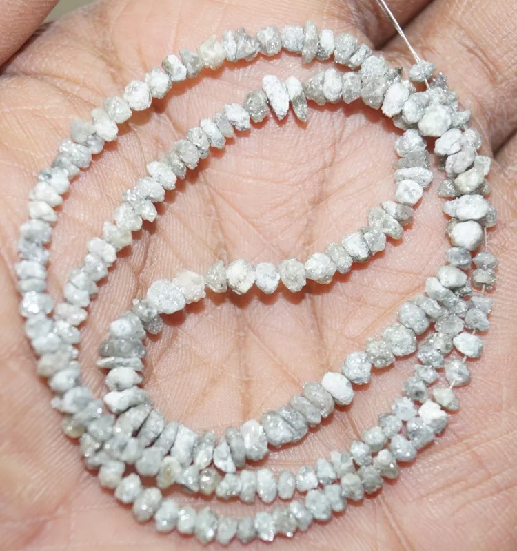 40.0ct 3-5mm Natural White Rough Diamond Beads Raw Diamond Beads 16  necklace 02