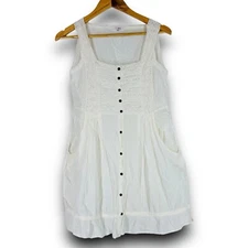 ii Michel Klein Cream Crochet Button Down Shift Dress Medium Cotton