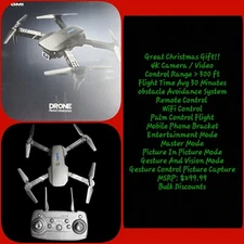 Drone - 4K HD Camera/Video - WIFI & Remote Control - Range   300' - RRR Drones