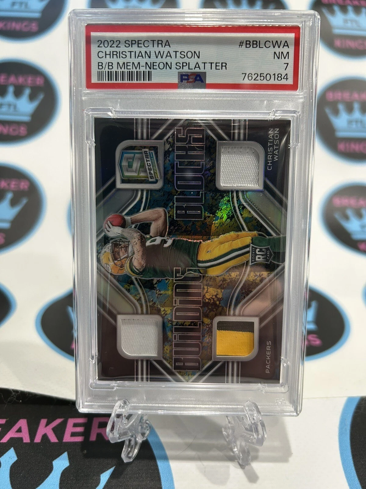 Christian Watson Panini Spectra Building Blocks Memorabilia #BBLCWA Neon Splatter