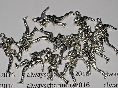 ''''12 FOOTBALL KICKERS'' -  SILVER FOOTBALL CHARMS FOR JEWELRY BRACELET EARRINGS