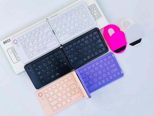 Portable USB-C Rechargeable Ultra Slim Foldable Keyboard Compatible Bluetooth - Picture 3 of 17