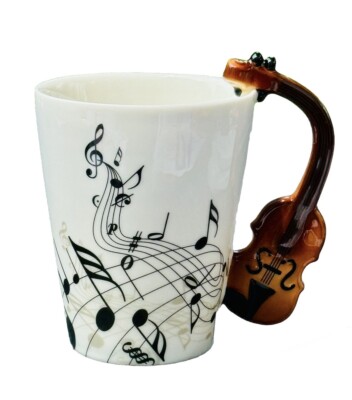 Violin Musical Notes Ceramic Coffee Tea Mug Cup Musician Gift String Viola Cello